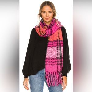 Free people pink orange plaid scarf